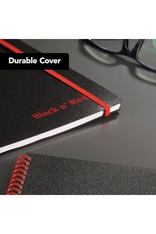 Black N&apos Red Defter, Ciltli, Premium Optik Kağıt, Scribzee Uygulaması Uyumlu, Çevre Dostu, Dayanıklı Spiral Cilt, 11" X 8", 70 Çift Taraflı Çizgili Sayfa, 1 Adet 1&apos Li Paket K67030 103 Ivory