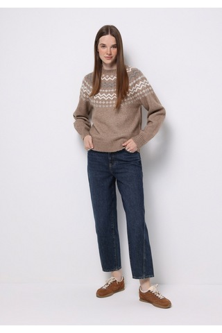 Colin's Colins Regular Fit Turtle Neck Baskılı Kadın Bej Kazak Cl1076626 Q1.v1 Lbr Light Brown