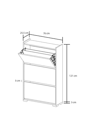 Eylül 3 Kapaklı 6 Gözlü Ayakkabılık Byz-byz Beyaz