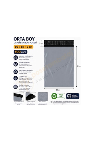 30x38+5 Cm 30x43 Cepsiz Kargo Poşeti 300 Adet