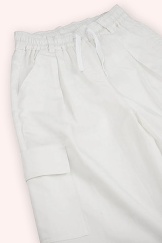 Kız Çocuk Beli Lastikli Bol Paça Ekru Pantolon 16246184