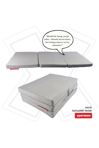 Xpermate Katlanır Yatak Yer Yatağı Misafir Yatağı 80x180x8 Gri