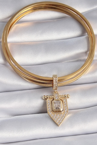 Gold Renk Baget Zirkon Taşlı Ajda Charm - Ebj241109w28981 Renkli