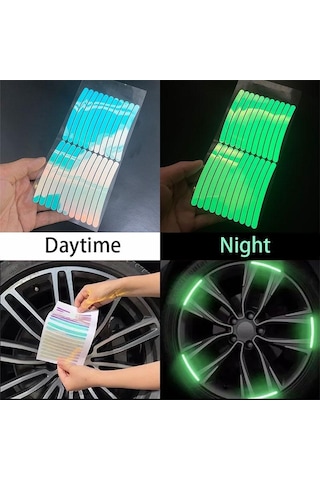 Fosforlu Seametal 20/40 Adet Yansıtıcı Çıkartmalar Araba Tekerlek Göbeği Gece Sürüş Araba Lastiği Jant Yansıtıcı Şeritleri Aydınlık Etiket 20pcs