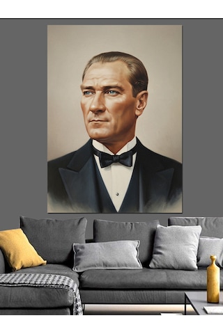Takım Elbiseli Atatürk Portresi Dekoratif Kanvas - Mdf Ahşap Tablo