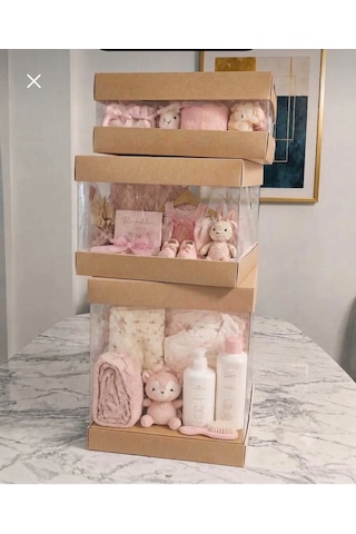 Asetat Gelin&damat Çeyiz Bohça Kutusu Kraft 3'lü Set 1 Takım Şeffaf Katlanabilir Demonte Söz Nişan Hediyelik Ölçüler Büyükboy:33 33 40cm Orta Boy: 33 33 25cm Küçük Boy: 33 33 15cm