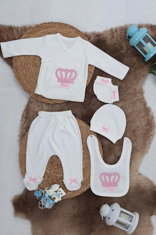 Sema Baby 5 Parça Hastane Çıkışı Zıbın Seti 0-3 Ay - Princess Çok Renkli