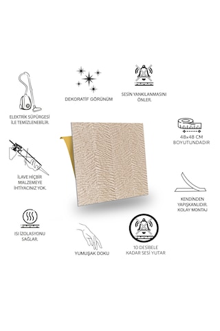 Tink Kendinden Yapışkanlı Keçe Karo Zemin Ve Duvar Kaplama Duvar Kağıdı Desenli Devetüyü 48x48 Cm 44 Adet 10 M² 44 Adet 10 M²