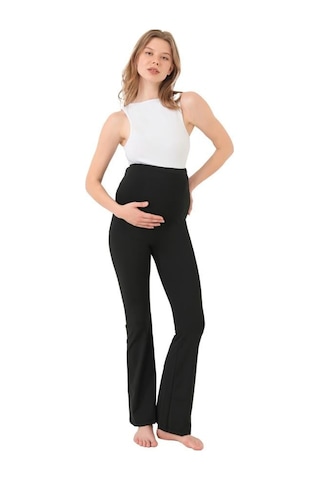 Siyah Yüksek Bel Hamile İspanyol Paça Kadın Tayt