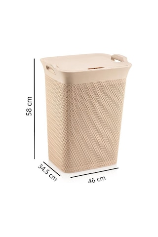 Omnipazar Sy-4630 Plastik Safir Kirli Çamaşır Sepeti 55 Lt Bej