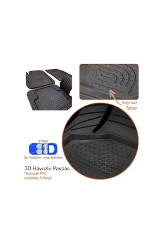 Her Araca Üniversal 3d Havuzlu Oto Paspas Siyah 5 Parça N11.5948