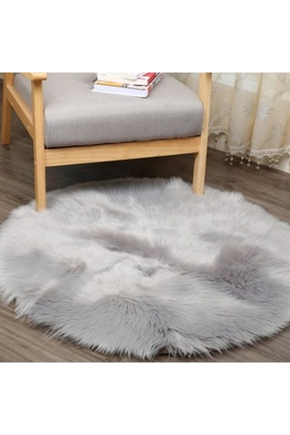 Tongxida Yumuşak Yuvarlak Pembe Halı, 60cm Saçlı Paspas - Yatak Odası/otura Odası Dekorasyonu