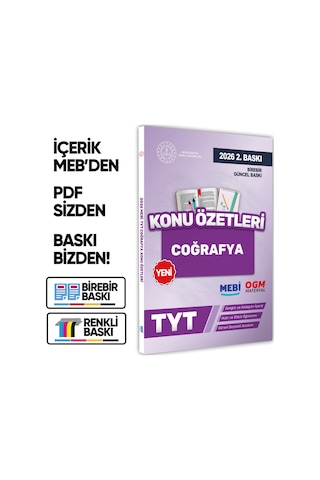 2026 YKS-TYT Mebi-ogm Coğrafya Pratik Konu Özet Kitabı Renkli A4 Boyut Görsel Destekli Baskı Ücreti
