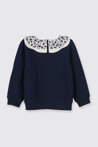 Panço Kız Bebek Yaka Detaylı Lacivert Sweatshirt