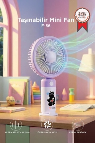 Özel Üretim Şarjlı El Vantilatörü F56 Mor Günlük Kullanım Mini Vantilatör Taşınabilir Fan