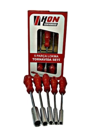 5 Adet Lokma Anahtar Tornavida 6/7/8/10/13/mm Metal Altıgen Tdrtr