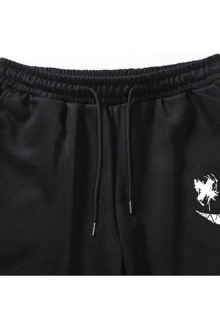 Hunors Sportswear & Company Siyah Erkek Oversize Basic Kapüşonlu Paçası Lastikli Beast Moda Baskılı Pamuklu Eşofman Takımı Simsiyahh