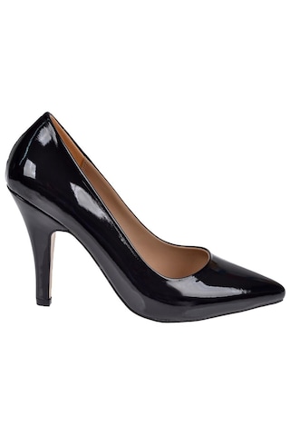 Pullman Floor 10 Cm Topuklu Kadın Ayakkabı Stiletto Mak-437 Siyah Rugan