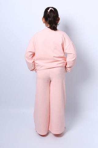 Kız Çocuk Eşofman Takımı Kordonlu Baskılı İspanyol Paça C37 Yavruağzı