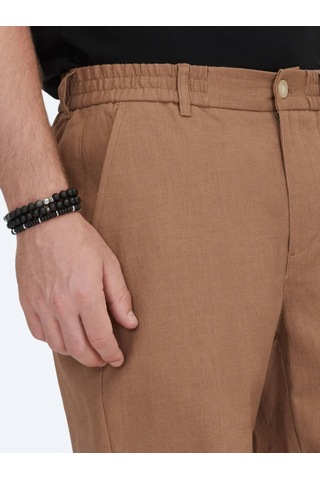 Kahverengi Dokuma Jogging Fit Casual Pamuk Karışımlı Bermuda Kahverengi