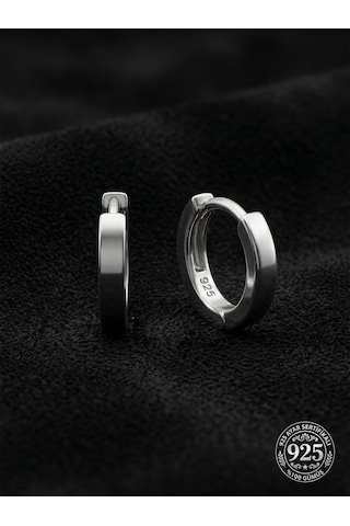 925 Ayar Gümüş Rodyum Kaplama Yuvarlak Tragus - Piercing Halka Küpe - Çift 2x9mm