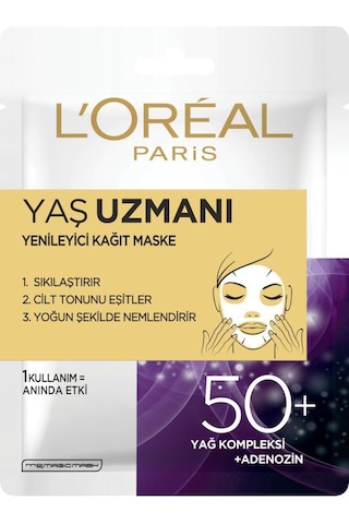 L'Oreal Paris Paris Yaş Uzmanı Yenileyici Kağıt Maske 50+