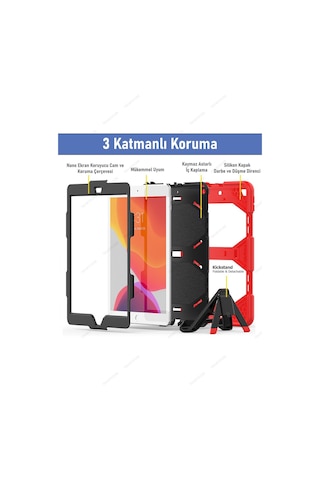 Apple Uyumlu iPad 5. 6. Nesil 2017 2018 9.7" Inc Kılıfı Defender Tank Zırh Silikon Kılıf Ekran Koruyuculu