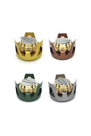 Tenfowee Taşra Kampı İçin Taşınabilir Rüzgar Dayanıklı Alkol Ocağı - Bakır Ve Alüminyum Birleşik, Gri Alkol Dahil Değil Gri