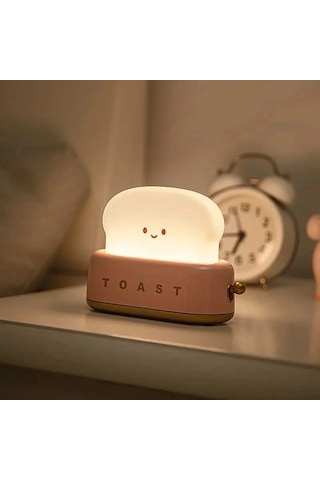 Bakgelal Sevimli Tost Led Gece Lambası Şarjlı Çocuk Odası, Yatak Odası Ve Masa Lambası Renkli