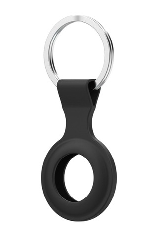 Hangfox Airtag İçin Silikon Korumalı Kılıf, Çizik Ve Darbeye Dayanıklı, Paslanmaz Çelik Anahtar Zinciri İle, Siyah