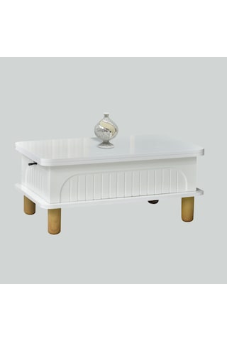 Lidya Akıllı Sehpa Beyaz Renkli Açılır Kapanır 4 Fonksiyonlu Mebran Tasarım 90x60 Cm