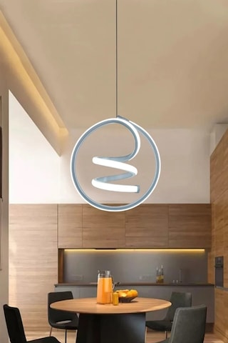 Helezon Modern Tekli Sarkıt Led Avize Antre - Beyaz Işık - Krom Krom