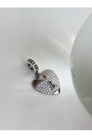 Gümüş Kalp Anahtar Tasarım Aşk Charmı Kadın Charm