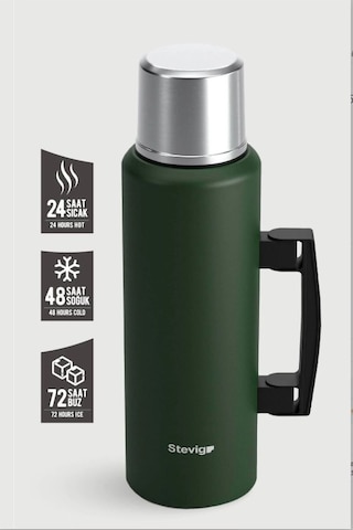 Stevig St-206 4 Camp Klasik Vakumlu Kulplu Çelik Termos 1.5lt Green Yeşil