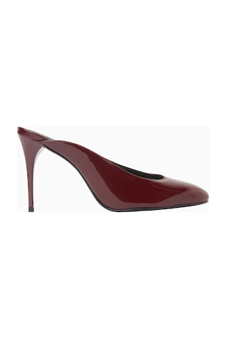 Schutz 100mm Stiletto Topuklu Patent Deri Almond-toe Mules, Günlük Ve Gece Şıklığı Bordo