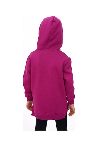 Toontoy Kız Çocuk Oversize Kapüşonlu Cepli Nakış Baskılı Yırtmaçlı Sweatshirt - 3 İplik Şardonlu Mürdüm