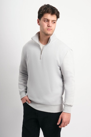 We&me Regular Fit Yarım Fermuarlı Dik Yaka Basic Sweatshirt Gri