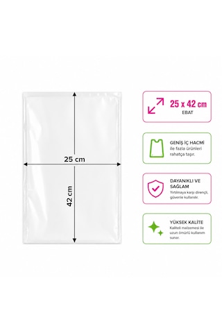 Bakkaliye Poşeti 25x42 Cm 140 Adet 3'lük 1 Kg Şeffaf Sızdırmaz Bakliyat Şeker Balık Market Poşeti