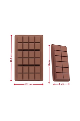 Dubai Çikolatası Kalıbı Silikon Çikolata Kalıbı 1 Büyük 1 Küçük 2'li Set Kahverengi