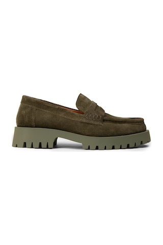 Deery Kadın Hakiki Süet Haki Loafer Ayakkabı - 02034zhakc02