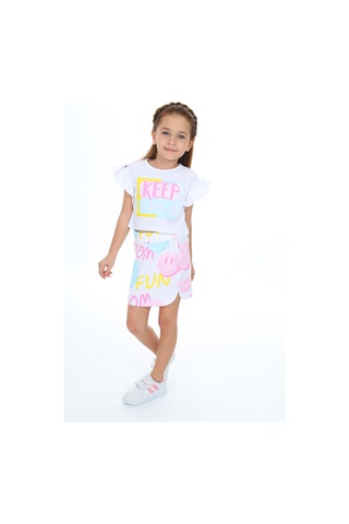 Toontoy Kids Toontoy Kız Çocuk Baskılı Etekli Takım Beyaz