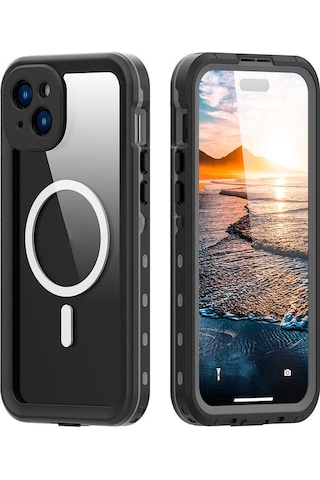 Goocamp Apple Uyumlu iPhone 15 Plus 1-1 Su Geçirmez Kılıf-siyah Siyah