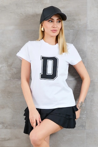Bigümex D Baskılı T-shirt Beyaz