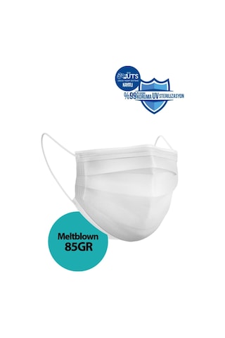 Medizer Meltblown Beyaz Cerrahi Maske, 3 Katlı, Telli, 150 Adet