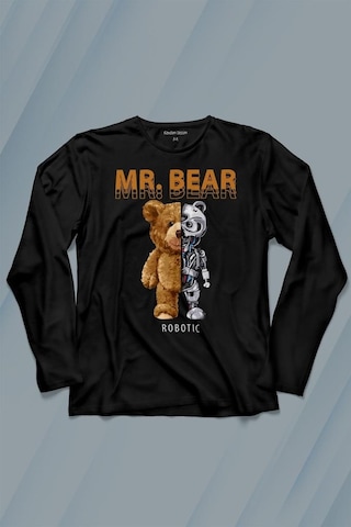 Mr Bear Robotic Ayı Urban Streetwear Sokak Uzun Kollu Tişört Baskılı T-shirt 001