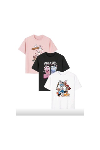 Stil X Yeniz Sezon 3' Lü Takım Kız Çocuk Tshirt, Çok Renkli, %100 Pamuk Çok Renkli-8