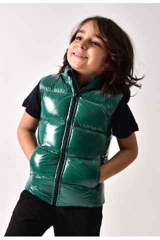 Banada Moda Erkek Çocuk Parlak Yeşil Şişme Yelek Yeşil