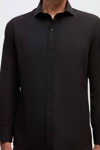 D's Damat Slim Fit Siyah Italyan Yaka Dar Kesim Klasik Kravatlık Uzun Kollu Kolay Ütülenebilir Nefes 2HF02ORT5185 Siyah