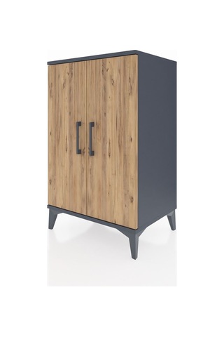Hyperion Komodin Tek Raflı Tek Çekmeceli 2 Kapaklı 60x44x96 Antrasit-çam Antrasit