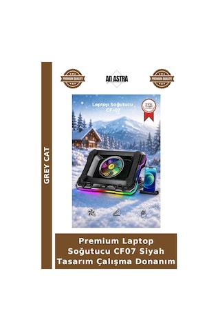 Premium Laptop Soğutucu Cf07 Siyah Tasarım Çalışma Donanım